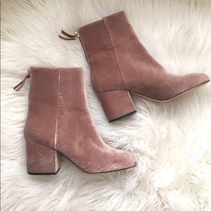 J. Crew blush Sadie velvet boot